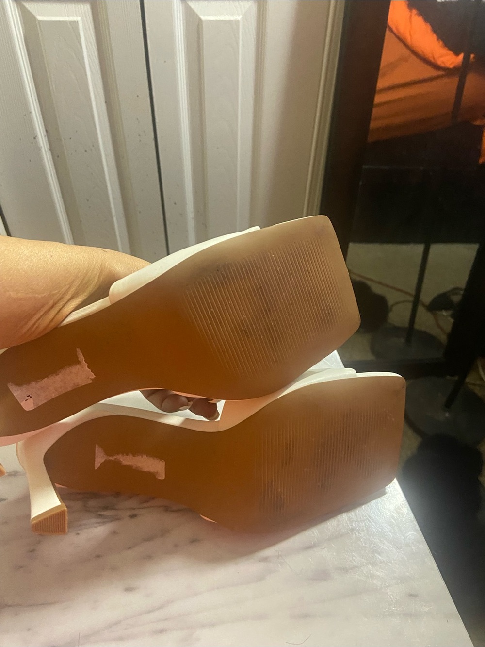 ASOS Cream Open-Toe Mule Heels - Picture 2 of 5